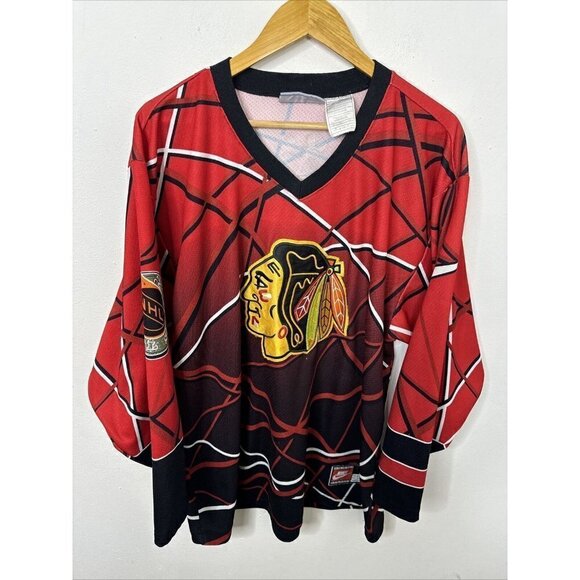 NHL Hockey Retro Vintage 90s Chicago Blackhawks Jersey L Nike Rare Dmg